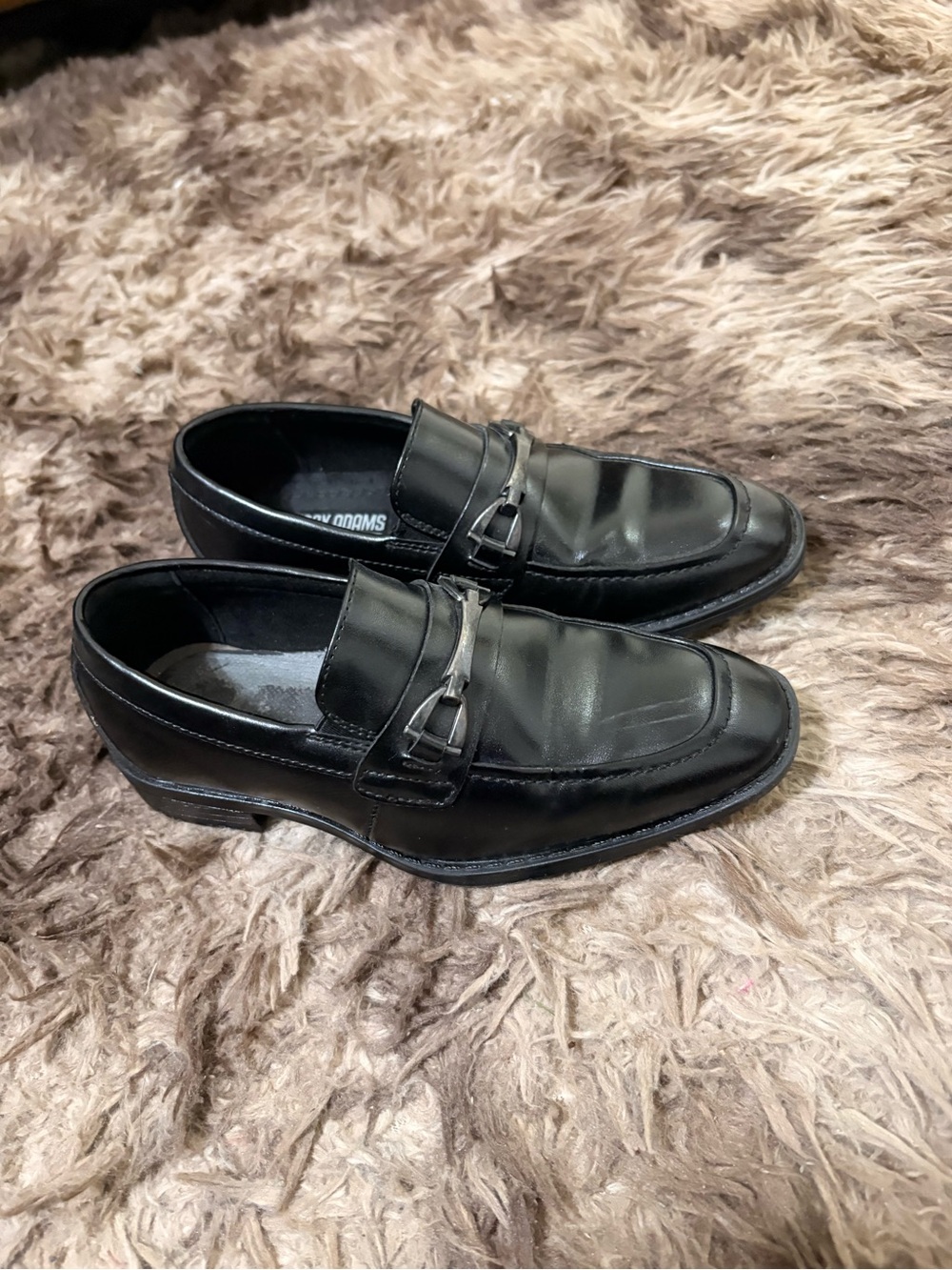 Kids Black Moccasin Loafers with Decorative Bit